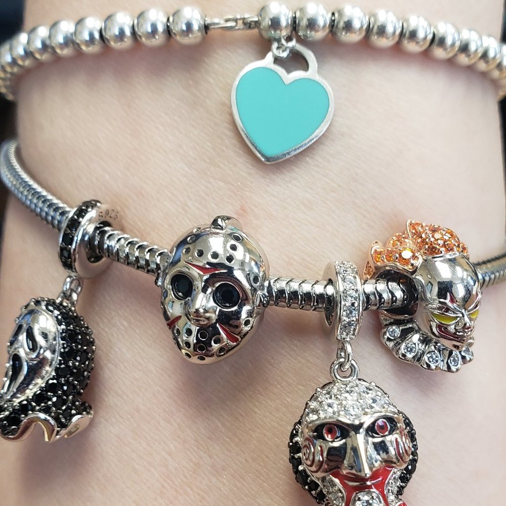 Lot of 4 Horror 925 silver charms.